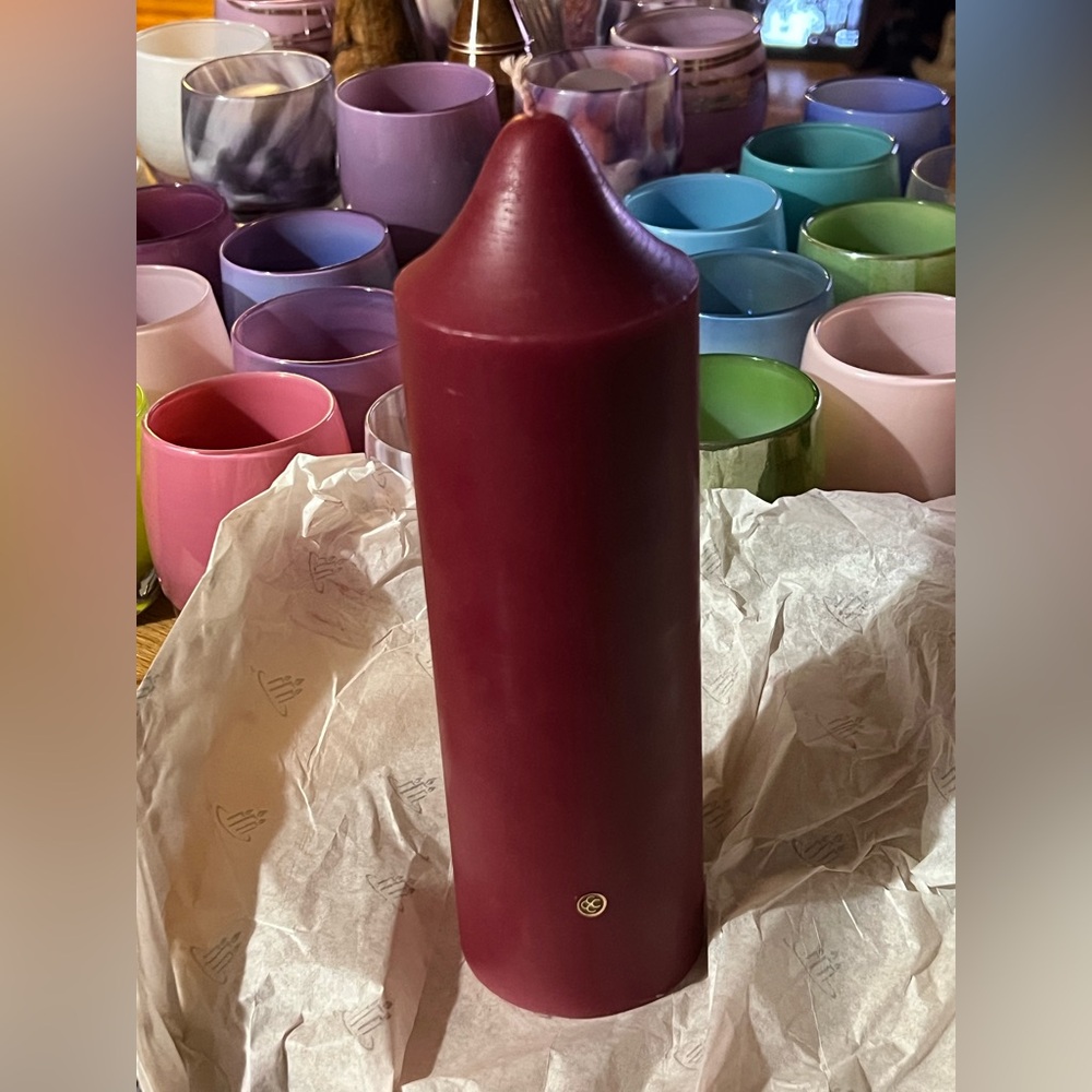 Partylite Pillar Candle 3” x 9” cranberry scent made in USA